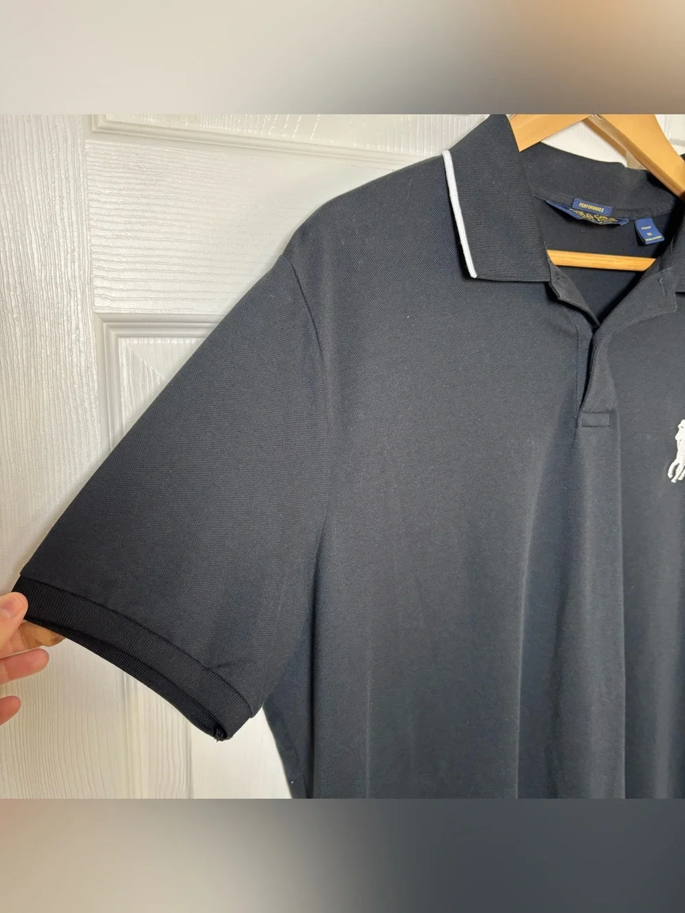 Polo Golf Ralph Lauren Shirt Men XL Black White Big Pony Performance Logo ProFit